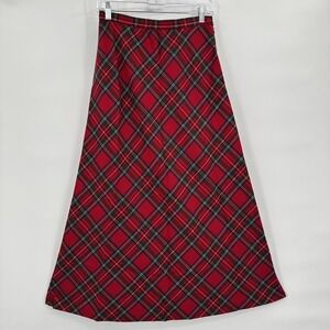 KGR Vintage Plaid Red Tartan Skirt Worsted Wool Women's Size 4 Holiday‎ Festive